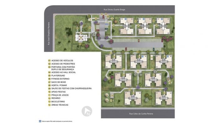 Informações e distribuição dos blocos no empreendimento 