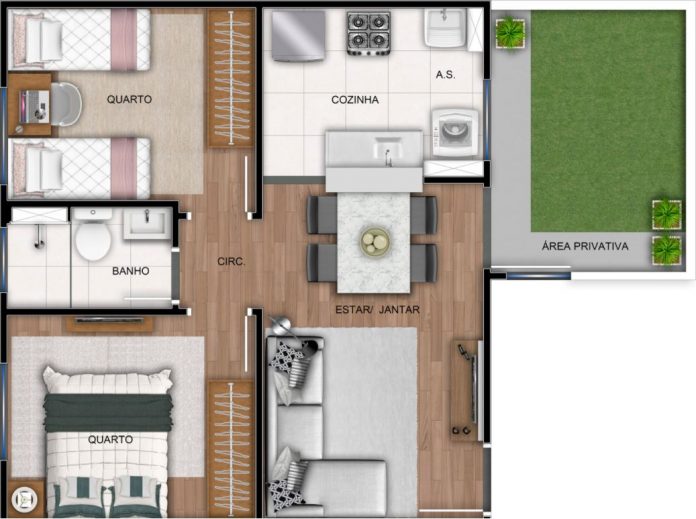 planta baixa de apartamento tipo com área privativa