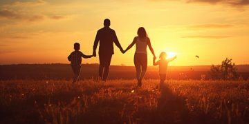 família reunida em campo ao por do sol, imagem ilustrativa para conteúdo sobre o calendário do bolsa família 2024