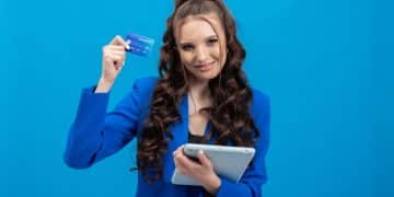 Woman holding her Capital One Platinum Credit Card.