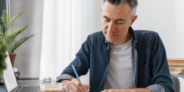 un hombre aprendiendo cómo solicitar un préstamo personal.
