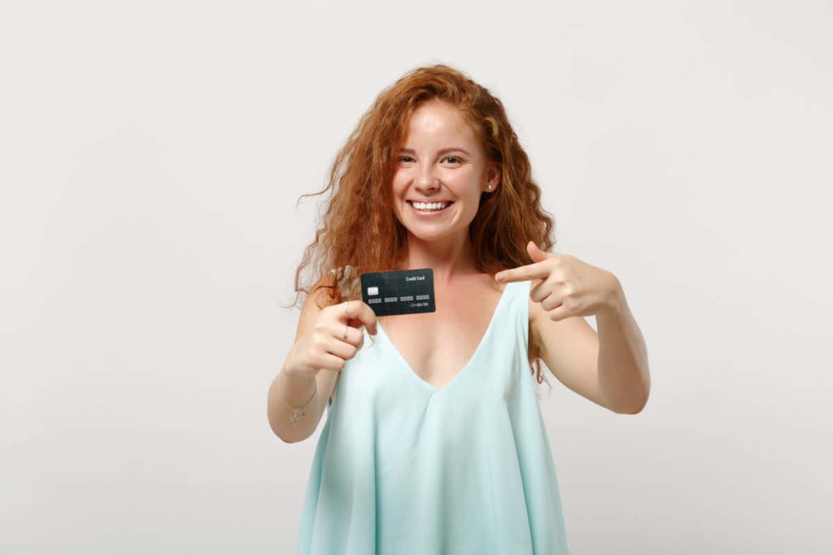 woman after getting her first credit card