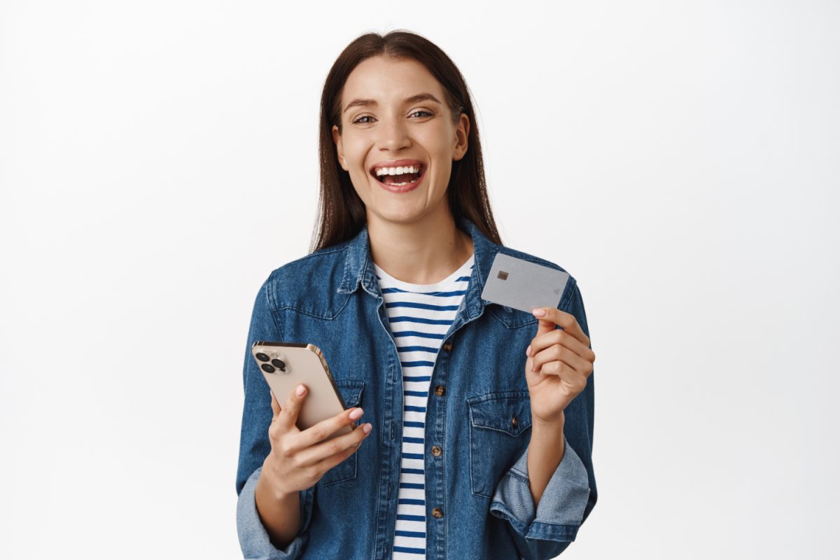Woman achieving first credit card